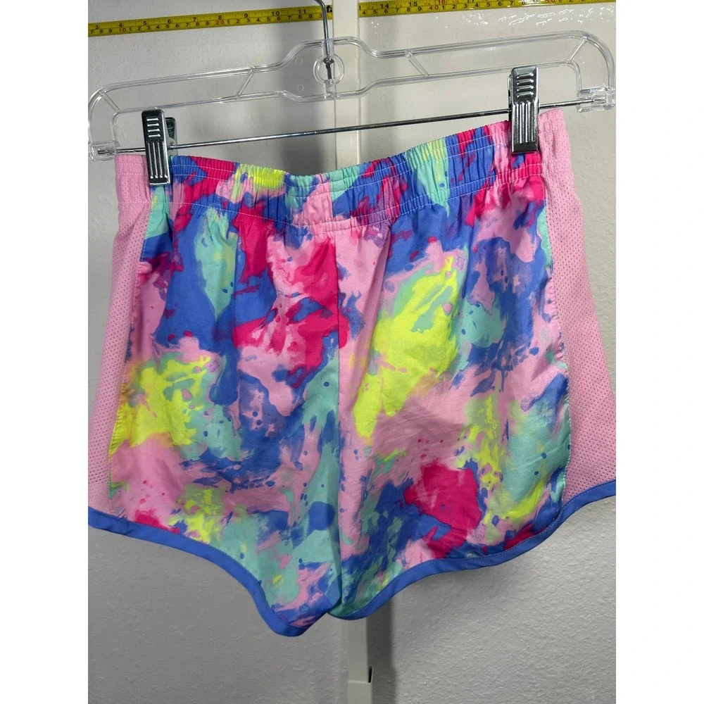Danskin Now Girls Large 10-12 Athletic Shorts Multi-Color Abstract Mesh Sides‎